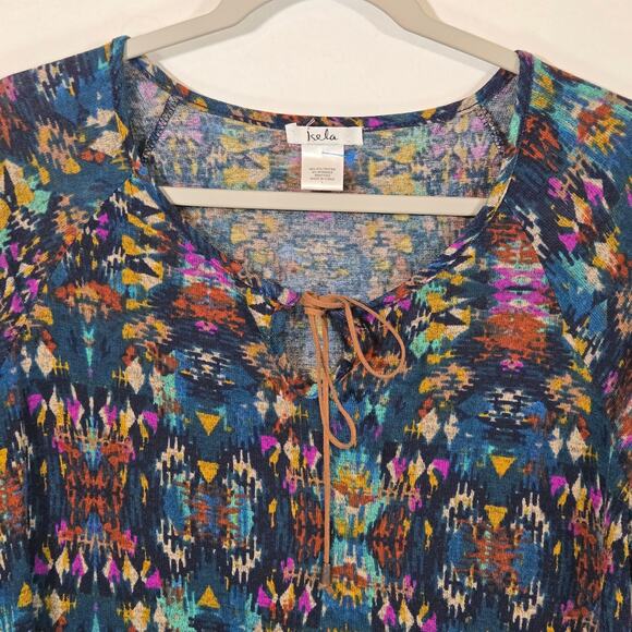 Isela Women's Tunic Style With Hem Fringe. Multi Color. Size Large. - Picture 5 of 9